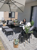 ZESTAW MEBLI RATTANOWYCH (SOFA, 2 KRZESŁA, 2 PUFY, STOLIK) - CZARNY, PODUSZKI - SZARY *7541