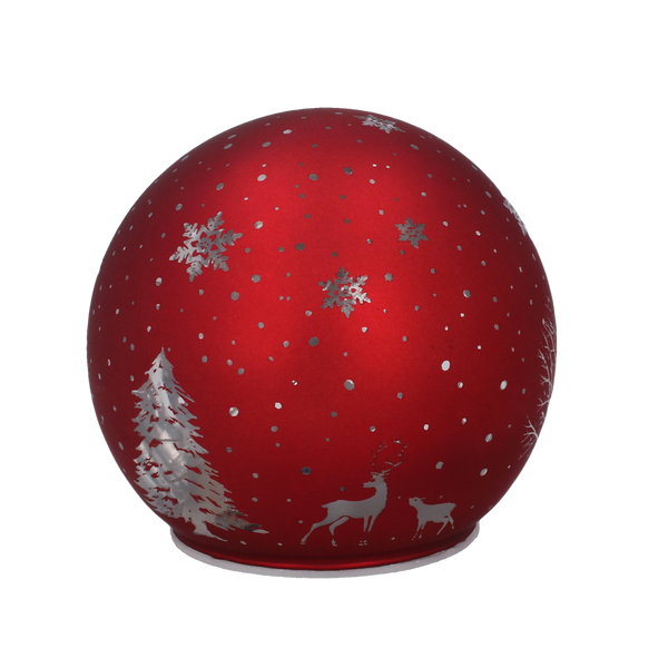 GLASS BAUBLE - RED CHRISTMAS TREE 12 x 11 CM