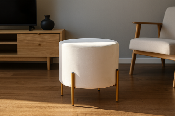 PUFA OKRĄGŁA NA NÓŻKACH 35 x 40 CM BEŻOWA *3901