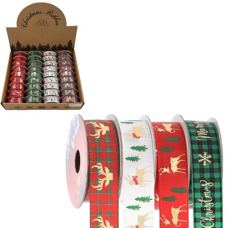CHRISTMAS DECORATIVE RIBBON MIX DESIGNS 2.5 CM x 2.7M