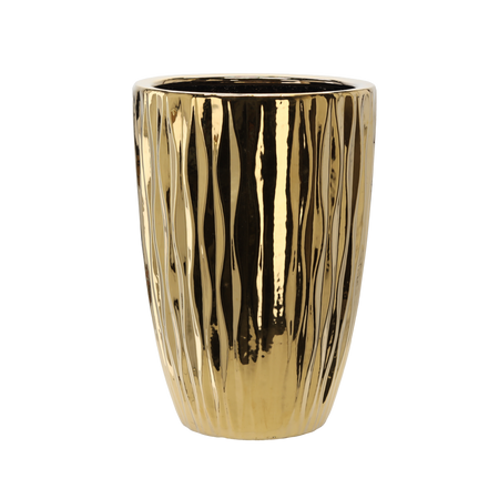 VAS DE CERAMICĂ PENTRU GHIVECHE 37 x 37 x 46 CM AURIE ȘI LUCIOASĂ *3574