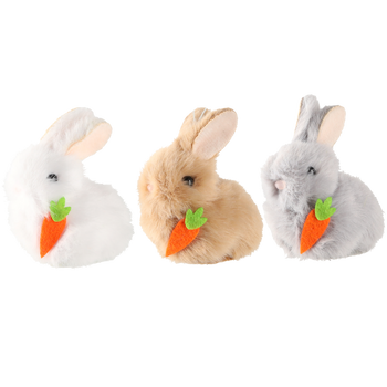 EASTER DECORATION - HANGING 5 x 5 x 7 CM BUNNY WITH CARROT MIX 3 COLORS pack=12pcs