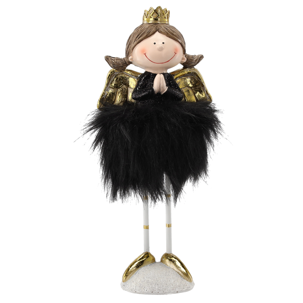 ANDÍLEK V ČERNÉM ŠATĚ S KOŽÍŠKEM 31 CM LED balení=1ks *1597