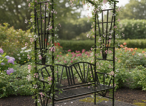 PERGOLA OGRODOWA Z ŁAWKĄ 114 x 45 x 208 CM