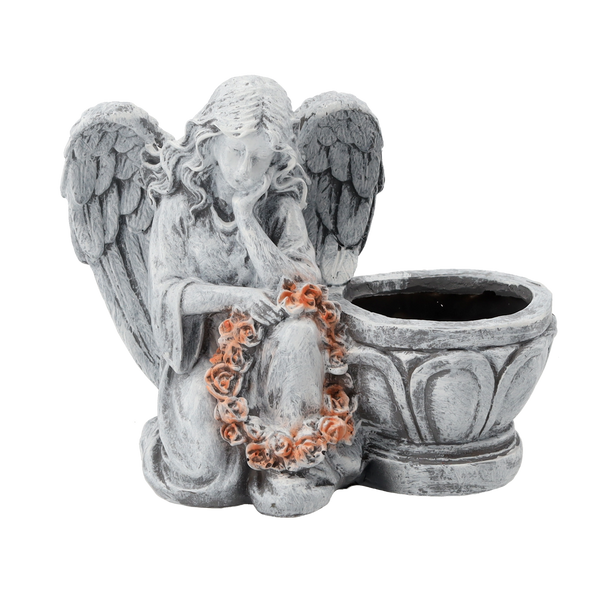 FIGURE OF A KNEELING ANGEL WITH A FLOWERPOT 23,5 X 12,5 X 20 CM