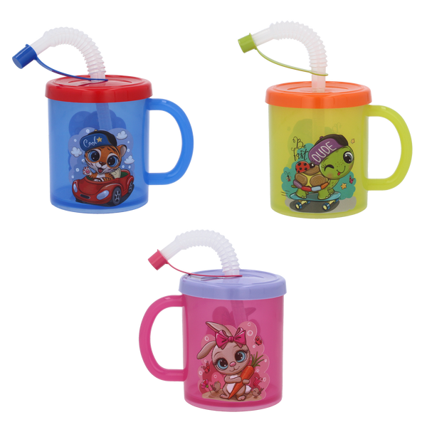 KUBEK PLASTIKOWY 210ML ZE SŁOMKĄ *8551