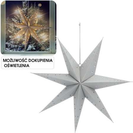 PAPER DECORATIVE STAR 60 CM GRAY WITH STARS