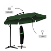 UMBRELĂ DE GRĂDINĂ 3 M VERDE "BANANA" CU HUSĂ CU LED *1510