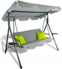 HUŚTAWKA OGRODOWA A-TYPE 170 x 118 x 153 cm SZARA Z LIMONKOWYMI POD. I PODSTAWKAMI NA KUBEK *9987