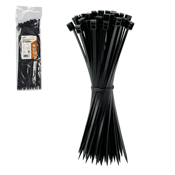 KPL. 100 OPASEK ZACISKOWYCH 4,8 x 300 MM CZARNE opak=10kpl *3876