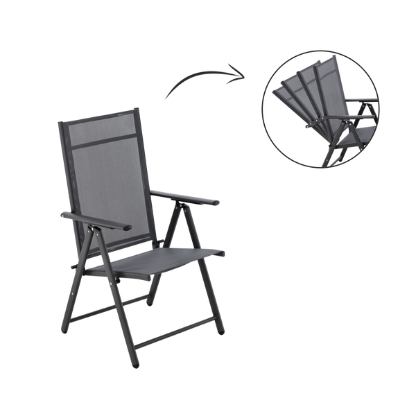 Scaun de grădină pliabil din oțel 66 x 53 x 107 cm gri *3491