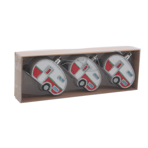 KPL. 3 OZDÓB CHOINKOWYCH 8 CM PRZYCZEPA CAMPINGOWA MIX KOLORÓW *5348