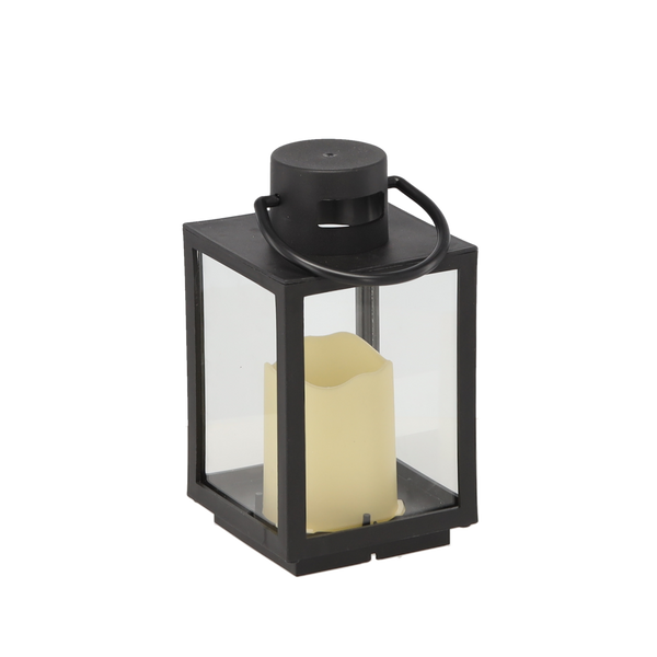 ŚWIĄTECZNY LAMPION 11 x 11 x 20,5 CM Z WKŁADEM LED CZARNY *2539
