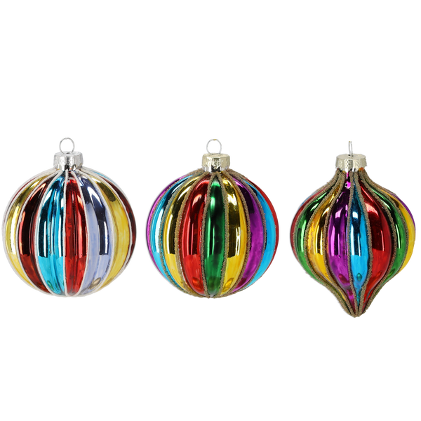 SKLENENÁ OZDOBNÁ GUĽA FI 8 CM RÔZNE FARBY MIX VZOROV disp=12ks *4020