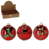 GLASS ORNAMENT - RED WITH HOLLY MIXED PATTERNS
