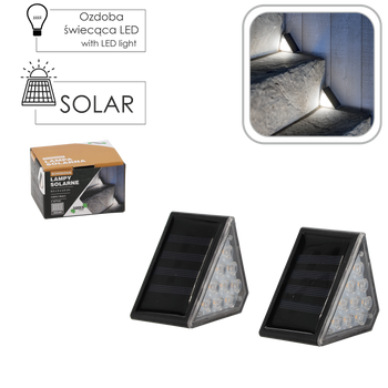 SET OF 2 SOLAR STEP LIGHTS 8,5 x 5 x 4,5 CM 9 LED WARM WHITE
