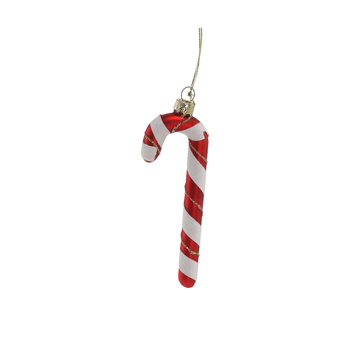 CHRISTMAS GLASS DECORATION - RED CANDY CANE 4 x 1,2 x 11,8 CM
