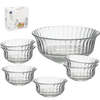 SET OF 7 GLASS SALAD BOWLS (1 X 20 CM + 6 X 11.6 CM) COSENZA