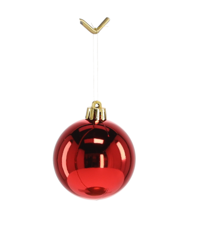 SET OF 12 BAUBLES 6 CM RED/GOLD/SILVER