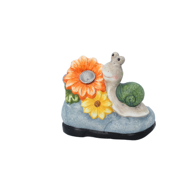 FIGURKA OGRODOWA - ŚLIMAK Z KWIATEM 16 x 9 x 14,5 CM LED opak=4szt *7843