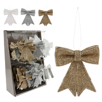 DECORATIVE HANGING GLITTER BOW*4288