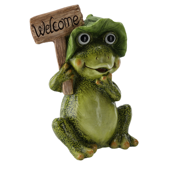 GARDEN FIGURINE – SITTING FROG "WELCOME" 25 X 18 X 36,5 CM