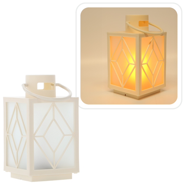 VÁNOČNÍ LAMPA 11 x 11 x 20,5 CM S LED NÁPLNÍ BÍLÁ *2553