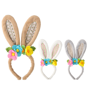 BRATARA PE CAP - URECHI DE IEPURE CU FLORI 16 x 32 CM MIX 3 MODELE ambalaj=12buc *9168