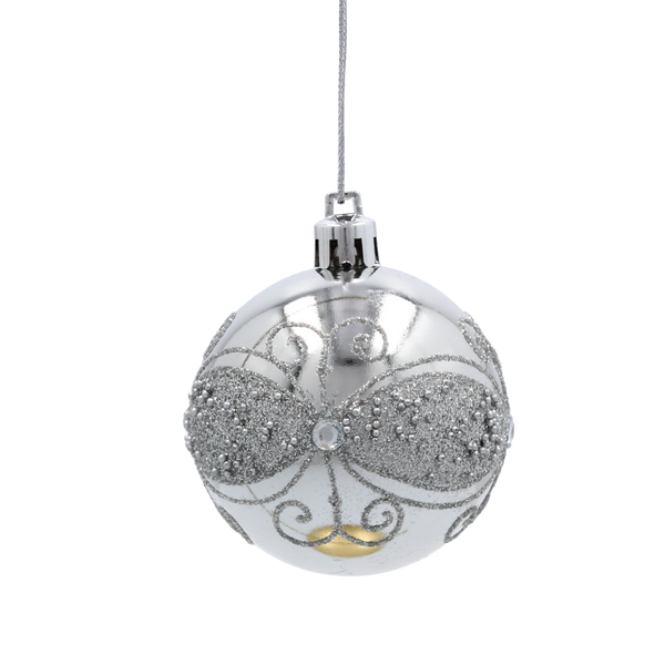 Set de 8 globuri de Crăciun argintii, 6 cm, mix de modele *5775