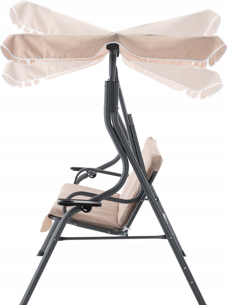 GARDEN SWING 170 x 110 x 153 CM DARK BEIGE WITHOUT FOOTSTOOL WITH CUP HOLDERS *0735