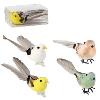 SET OF 2 BIRDS WITH A CLIP ASSORTED 4 COLORS