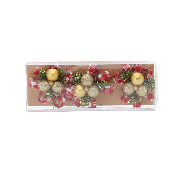 KPL. 3 OZDÓB BOŻONAR. - BOMBKI Z SZYSZKAMI 10 CM MIX 2 WZORÓW *6004