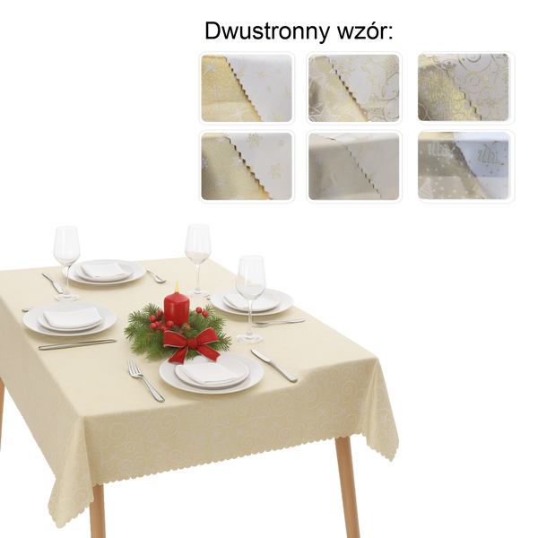 OBRUS DWUSTRONNY ZŁOTY MIX 130X180 CM BOŻE NARODZENIE OPAK. 1SZT *4570