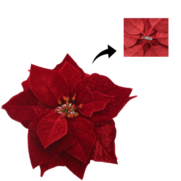 FLORIE ARTIFICIALĂ - STEAUA BETLEEMULUI 25 CM PE CLIPS BORDEAUX pachet=12 buc *3834