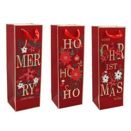 CHRISTMAS WINE GIFT BAG "CHRISTMAS TO YOU" 36 x 12 x 10 CM MIX DESIGNS