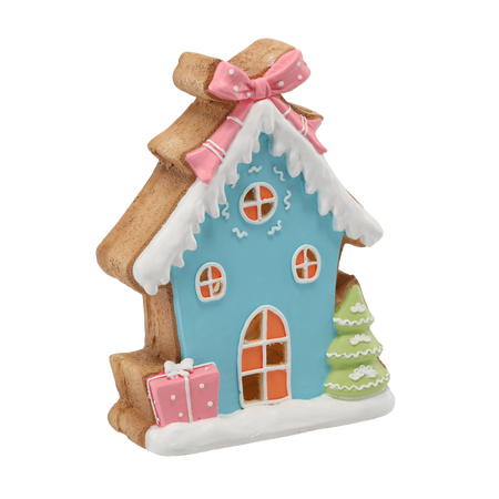 FIGURKA BOŻONAR. - DOMEK Z PIERNIKA NIEBIESKI 30,6 X 12 X 39,6 CM LED *1391