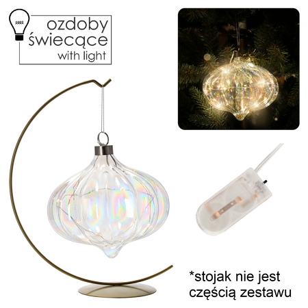 OBIECT DECORATIV DIN sticlă FI 15 CM LED PENDUL TRANSARENT PERLAT ambalaj=6buc *2720