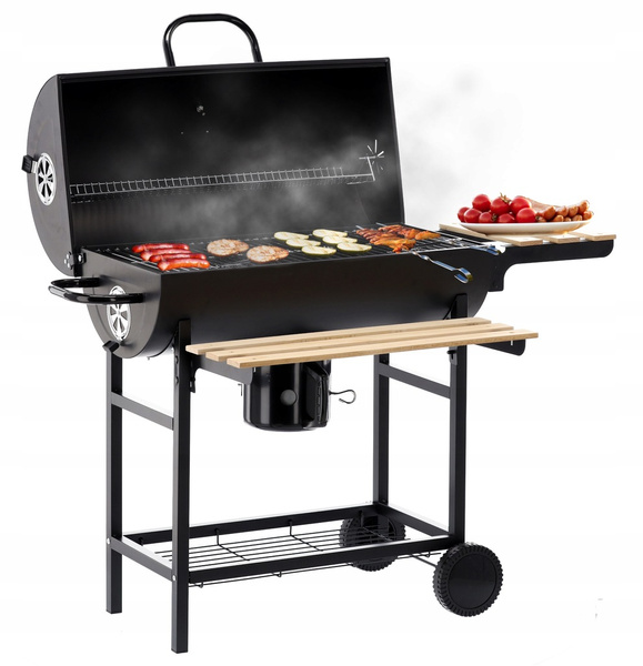 BARREL CHARCOAL GRILL WITH LID AND WHEELS 101 x 70,5 x 94,5 CM