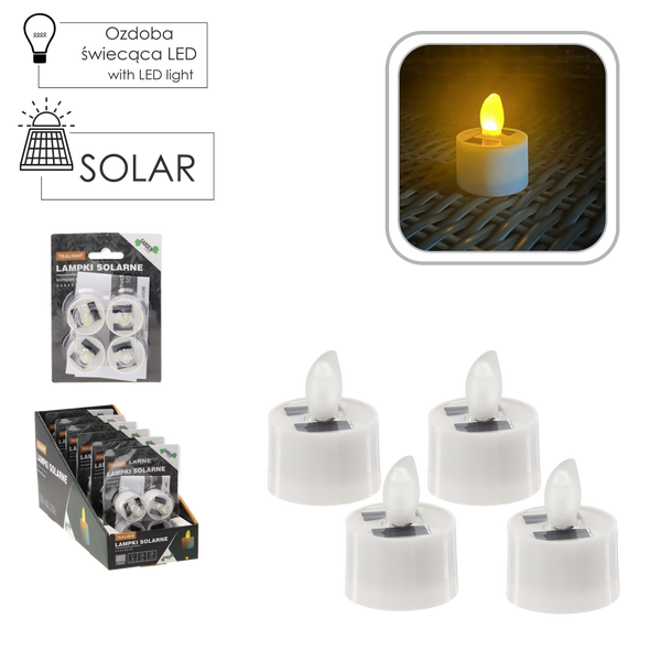 SET DE 4 CANDLE SOLAR TEALIGHT 4,0 x 4,0 x 5,5 CM disp=6buc *5707
