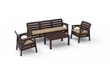 BROWN GARDEN FURNITURE SET "SANTANA" (2x CHAIR, 3-person BENCH) *8675