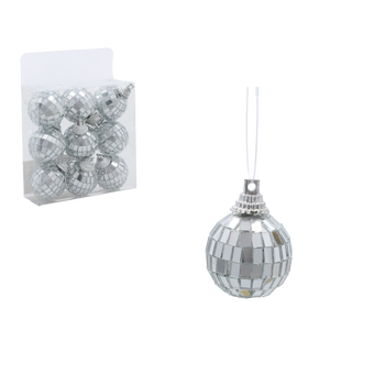SET OF 9 MIRROR DECO BALLS SILVER 3 CM