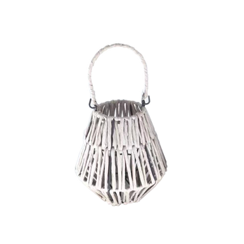 LANTERNĂ 18 x 20 CM CU INSERT DIN sticlă - ALB *3162