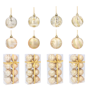 Set de 8 globuri de Crăciun aurii de 6 cm mix de modele *9792