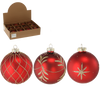 GLASS ORNAMENT - MATTE RED MIXED PATTERNS 8 CM
