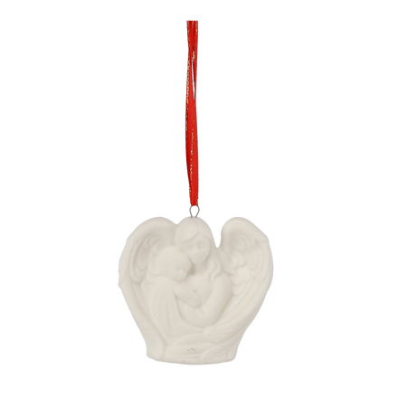 KERAMICKÁ FIGURKA - ANDĚL S KŘÍDLY A ZAVĚŠENÍM BÍLÝ 7 CM bal=12ks *1471