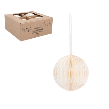 KPL. 4 GUĽA NA VIANOČNÝ STROM Z PAPÍRU FI 8 CM BIELE balenie=6ks *2006