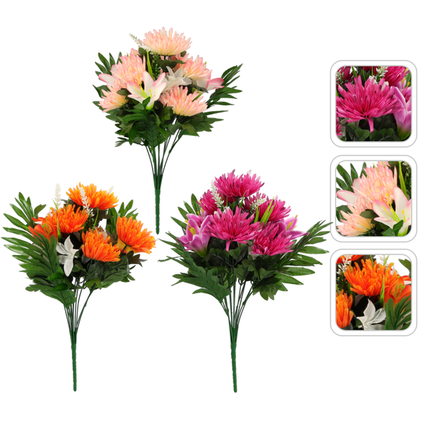 UMĚLÁ VĚTEV - KYTICE LILIÍ A CHRYSANTEM 42 x 24 x 24 CM SMĚS BARVY bal=18 ks *3123