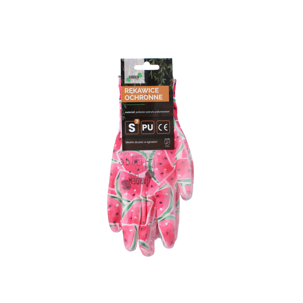 GARDEN GLOVES "7" PATTERN, POLYESTER WITH POLYURETHANE PACKET=12