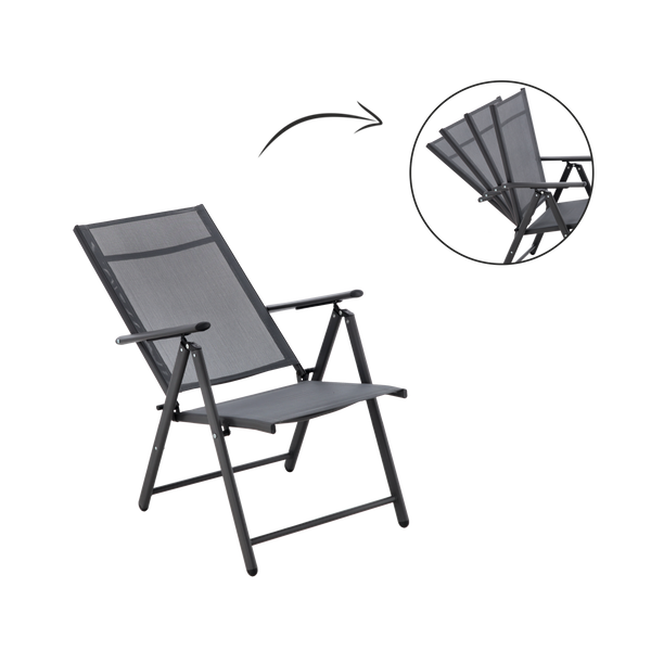 FOLDING GARDEN CHAIR STEEL 66 x 53 x 107 CM GREY