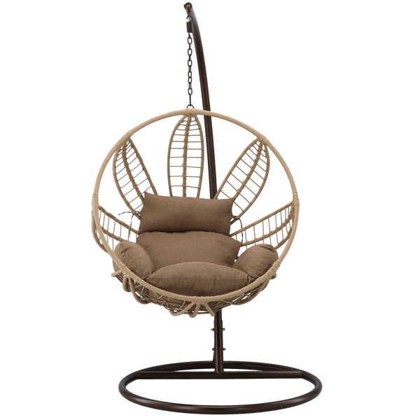 HANGING CHAIR SOBRE - JUTE, CUSHION - GREY, FRAME - BROWN